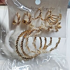 9 Sets of Brushed Gold Earrings – New With Tags (Set B)
